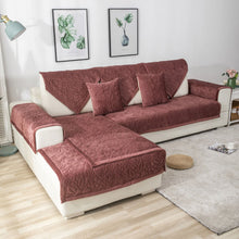 Load image into Gallery viewer, Velvet Anti-Slip Sectional Couch Cover , Cover for quilted sectional sofa
