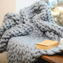 Load image into Gallery viewer, Merino Wool Chunky Knit Throw Blanket , Christmas gift
