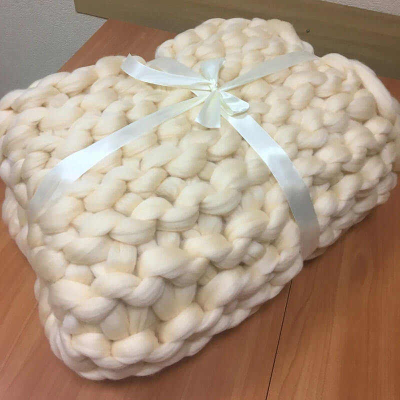 Merino Wool Chunky Knit Throw Blanket , Christmas gift