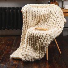 Load image into Gallery viewer, Merino Wool Chunky Knit Throw Blanket , Christmas gift
