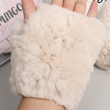 Load image into Gallery viewer, Real Rex Rabbit Textile Knit Fingerless Gloves
